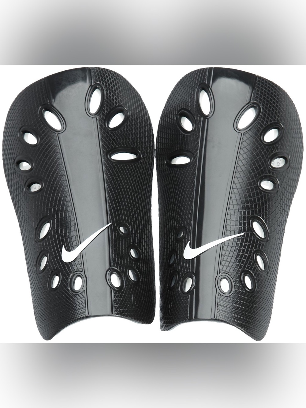Nike Black Shin Guards with White Swoosh Accent